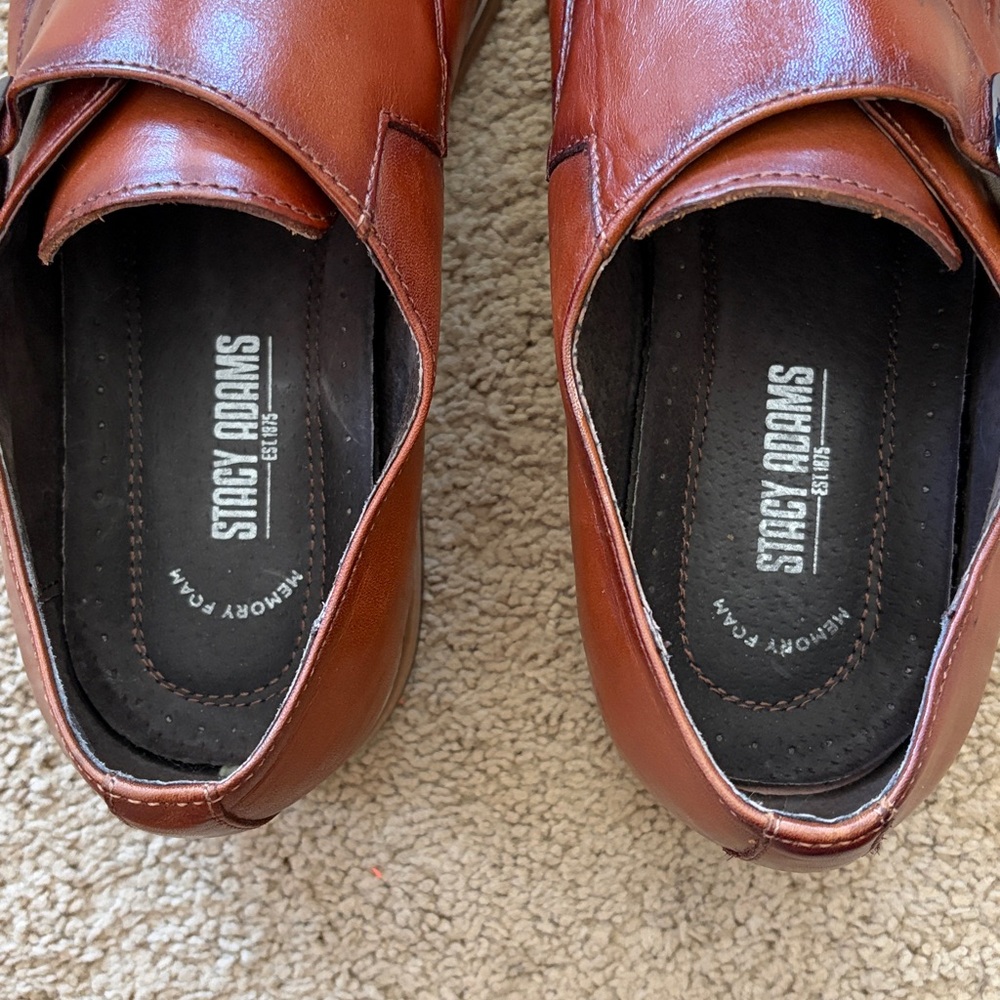 Stacy Adam’s cognac leather monk strap loafer dress shoe 12M - Picture 6 of 13